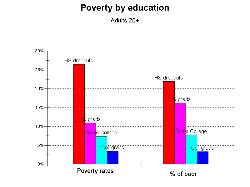 bar graphs of poverty by education